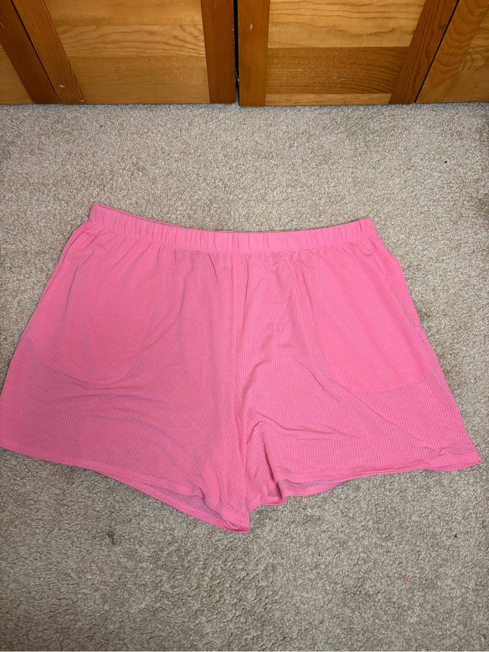 Pink Ribbed Lounge Shorts